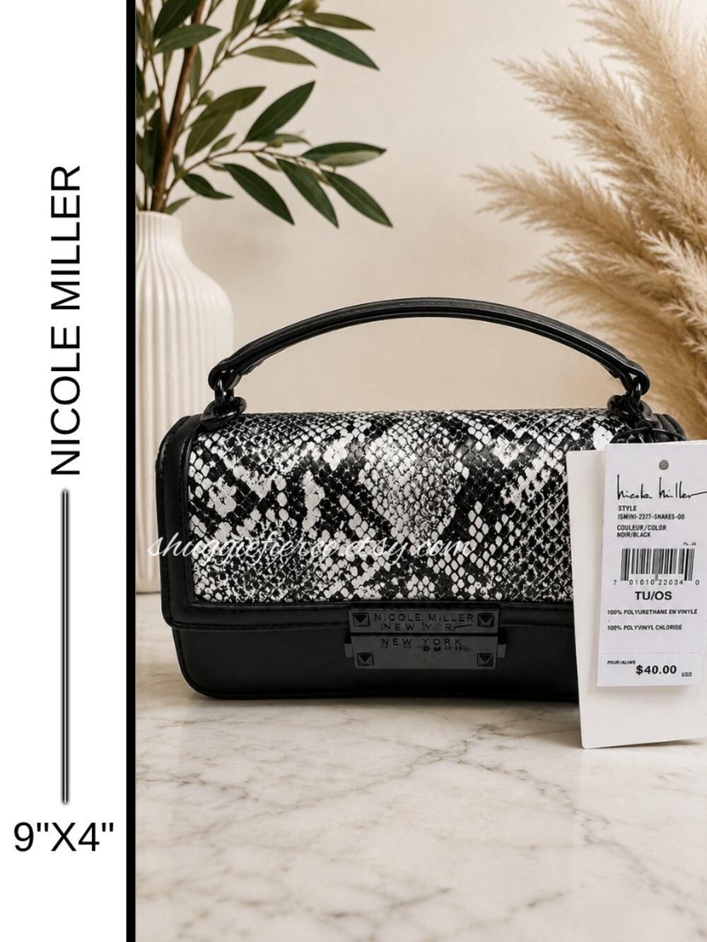 👜MSRP $40 | Nicole Miller Snakeskin Mini Crossbody Satchel | Vegan Leather 👜